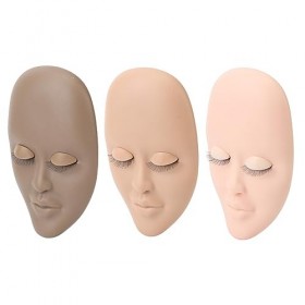 Tête de Mannequin de Cils 3 Pièces, Paupières Amovibles, Cils Double Couche
