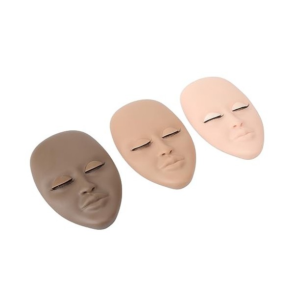 Tête de Mannequin de Cils 3 Pièces, Paupières Amovibles, Cils Double Couche