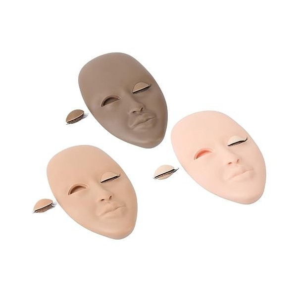 Tête de Mannequin de Cils 3 Pièces, Paupières Amovibles, Cils Double Couche