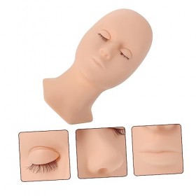 POPETPOP 1pc Tête Humaine Cils Enseignement Tressage Cils Formation Tête Huile Mousse Mannequin Tête Avec Paupières