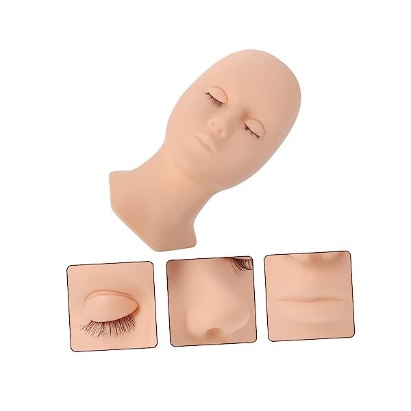 POPETPOP 1pc Tête Humaine Cils Enseignement Tressage Cils Formation Tête Huile Mousse Mannequin Tête Avec Paupières