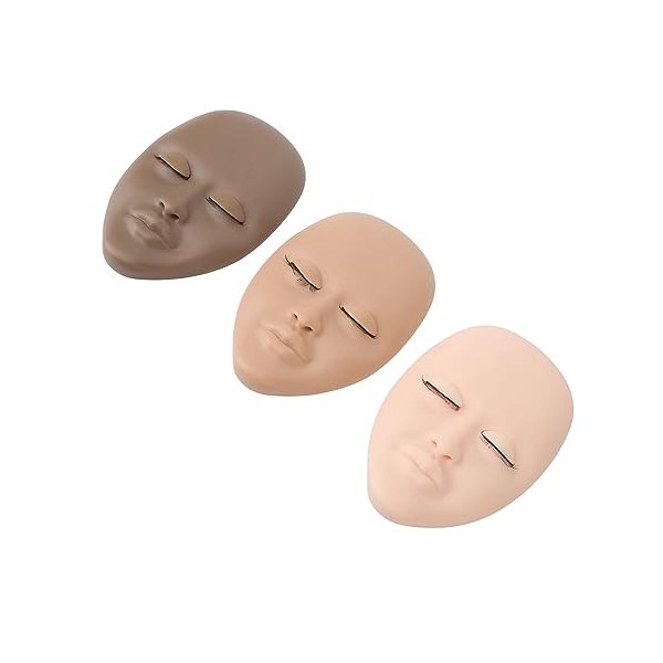 Tête De Mannequin De Cils 3 Pièces, Tête De Poupée De Pratique Dextension De Cils Avec Cils Monocouche De Paupière Remplaçab