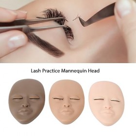 Tête De Mannequin De Cils 3 Pièces, Tête De Poupée De Pratique Dextension De Cils Avec Cils Monocouche De Paupière Remplaçab