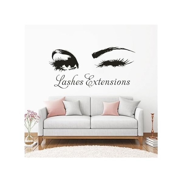 Extensions de cils signe autocollant mural clin dœil yeux vinyle fenêtre affiche décorations de Salon de beauté cils sourcil