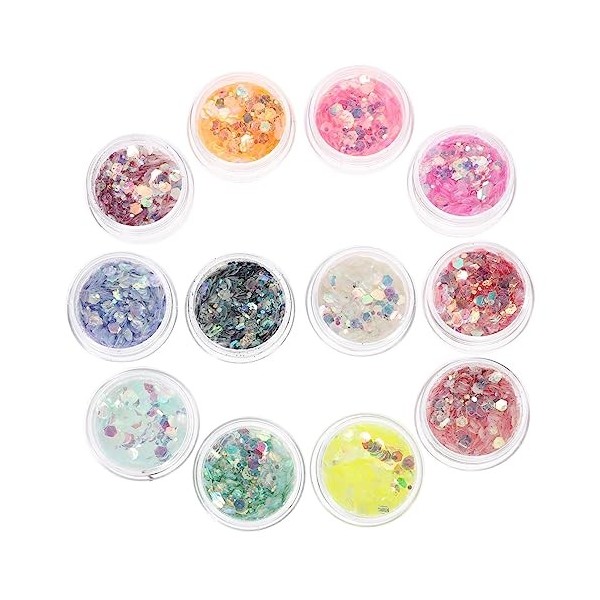 POPETPOP 48 Cartons Briller Paillettes Pour Les Ongles Fournitures De Fête Phosphorescentes Paillettes Dart Dongle Visage C