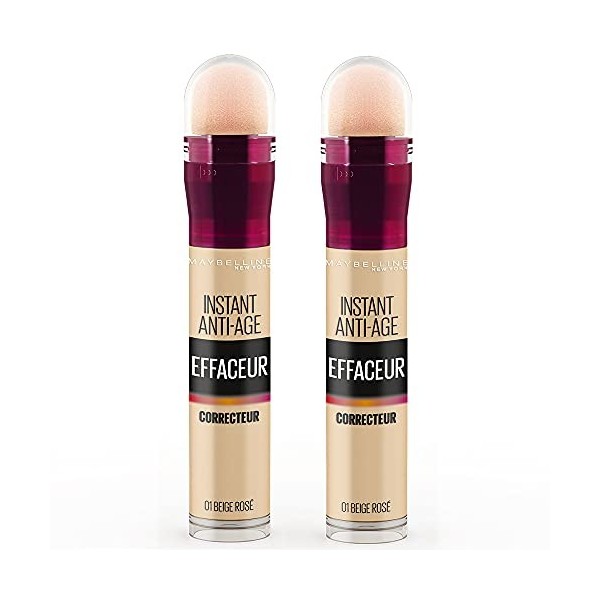 Maybelline New York - Lot de 2 Anti-cernes/Correcteur Fluide - Instant Anti-Age L’Effaceur - Teinte : Beige Rosé 01 - 2x 6,