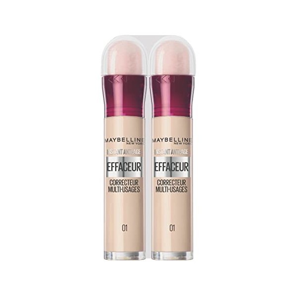 Maybelline New York - Lot de 2 Anti-cernes/Correcteur Fluide - Instant Anti-Age L’Effaceur - Teinte : Beige Rosé 01 - 2x 6,