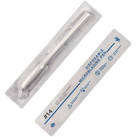 10 pièces Blanc Microblading 18U/12/14/17 stylo jetable manuel sourcil aiguilles de tatouage avec pour le maquillage permanen