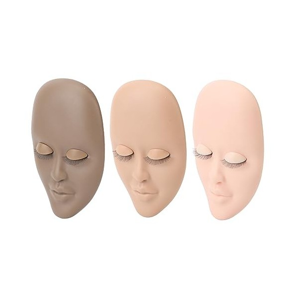 Tête de Mannequin de Cils 3 Pièces, Paupières Amovibles, Cils Double Couche