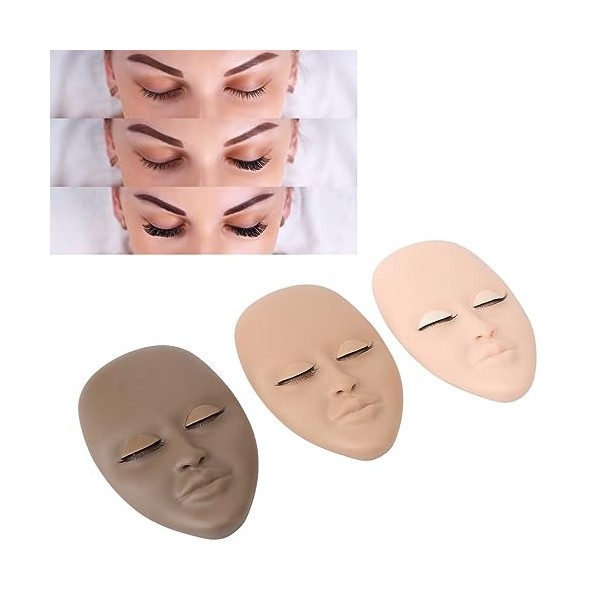 Tête de Mannequin de Cils 3 Pièces, Paupières Amovibles, Cils Double Couche