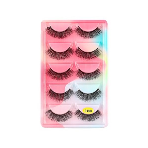 UAMOU Cils de vison en vrac 5 paires de Faux Cils longs naturels Cilios vison 3D Faux Cils maquillage Cils moelleux maquillaj