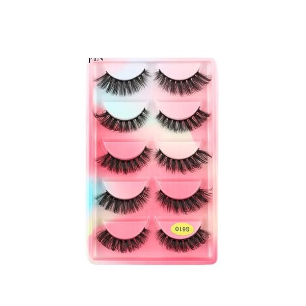 UAMOU Cils de vison en vrac 5 paires de Faux Cils longs naturels Cilios vison 3D Faux Cils maquillage Cils moelleux maquillaj