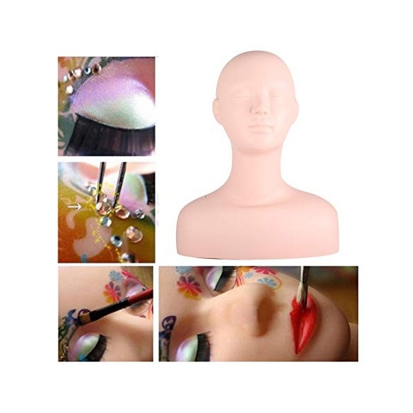 Modèle de Tête de Mannequin Souple Multifonction pour la Pratique du Maquillage et du Massage, Taille Réelle, adapté à la Pra