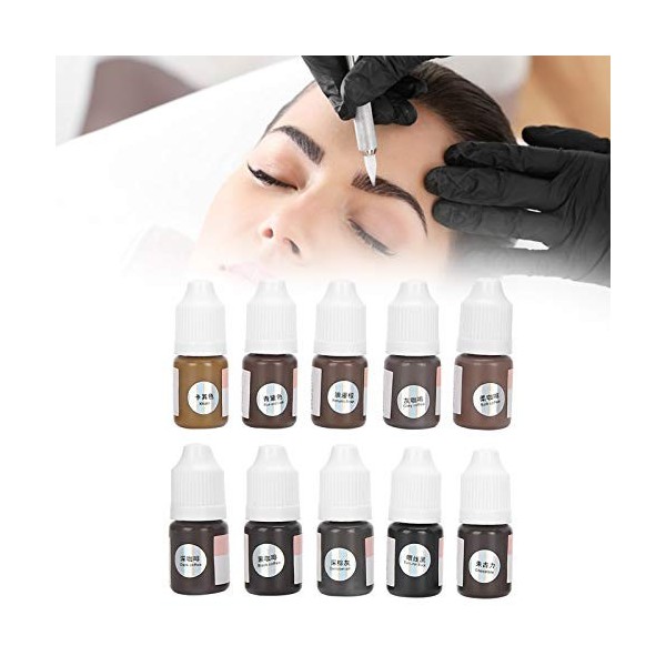 Ensemble Dencres de Tatouage de Maquillage Permanent, Encre de Tatouage Pigmentée Microblading Semi-permanente, Extrait de P