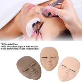 Tête De Mannequin De Cils 3 Pièces, Tête De Pratique Dentraînement Dextension De Cils 3 Couleurs Avec Paupières Amovibles C