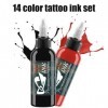 Encre de tatouage professionnelle 14 bouteilles dencre de tatouage Pigment pur micro sculpture maquillage intemporel maquill