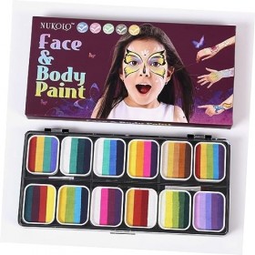 POPETPOP 1 Jeu Ensemble De Peinture à Bandes Arc-en-ciel Lavable En Dégradé De 12 Couleurs Maquillage Professionnel Kit Activ