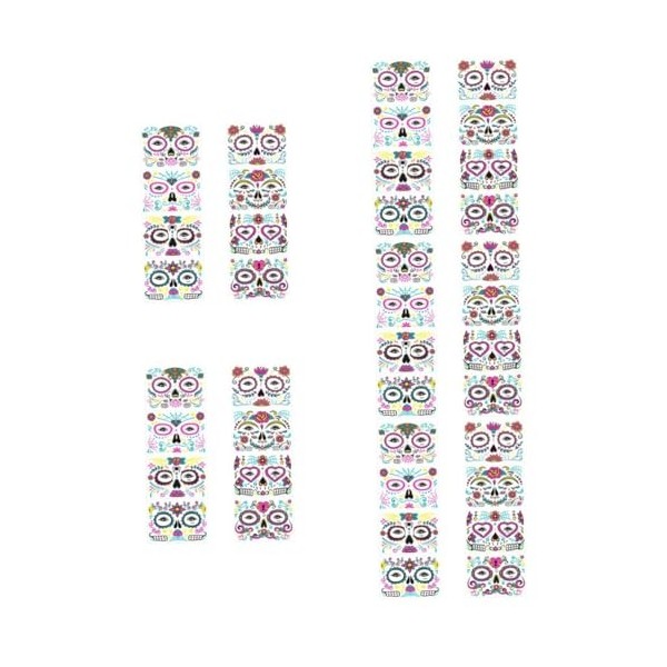 minkissy 40 Feuilles Pour Les Décorations De Jour Lueur Fournitures En Autocollants Rose Halloween Crâne Visage Mort Fête Maq