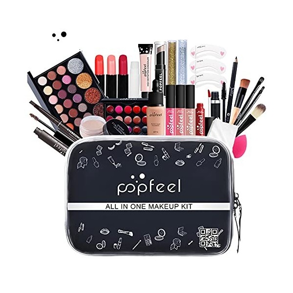 Yiyirose Popfeel Kit de maquillage tout-en-un Rouge à lèvres gloss baume à lèvres correcteur palette cosmétiques Bagex