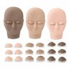 Kit De Pratique Dextensions De Cils, Tête De Mannequin De Cils 3 Couleurs, Tête De Poupée De Pratique De Maquillage Avec 3 P