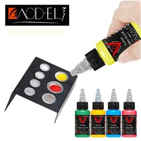 UMIKAkitchen Lot de 14 encres de tatouage, kit de 14 couleurs 1 oz 30 ml/bouteille de pigments dencre de tatouage pour maqui
