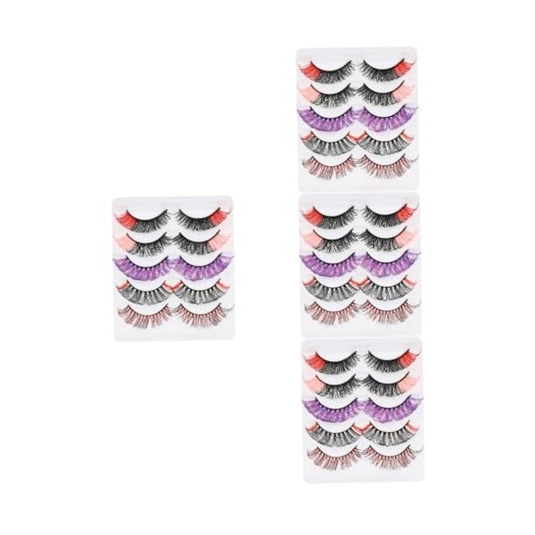 Ipetboom 4 Boîtes De Cils Colorés Longs Faux Cils Longs Faux Cils Dramatiques Cosplay Performance Cils Cils Complets Cosmétiq