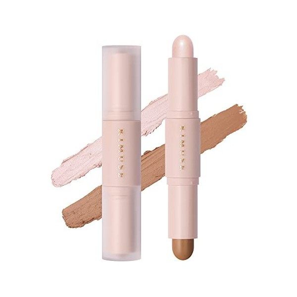 KIMUSE 2 couleurs bi-crème Contouring Stick, Highlight & Contour Bronzer Stick à emporter partout, Long Longue durée et étanc