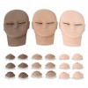 3 Pièces Tête De Mannequin De Pratique des Cils, Tête De Mannequin De Cils Maquillage Tête De Poupée De Pratique Dextension 