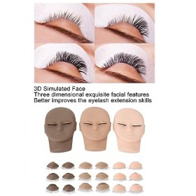 3 Pièces Tête De Mannequin De Pratique des Cils, Tête De Mannequin De Cils Maquillage Tête De Poupée De Pratique Dextension 