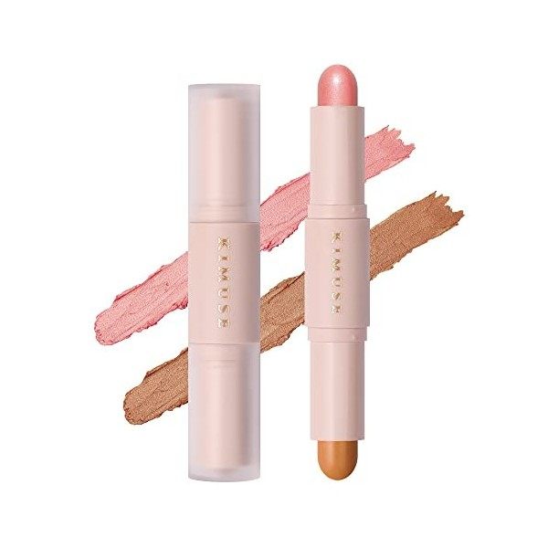 KIMUSE 2 couleurs bi-crème Contouring Stick, Highlight & Contour Bronzer Stick à emporter partout, Long Longue durée et étanc