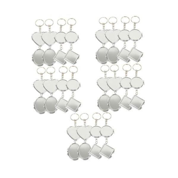 FRCOLOR 24 Pièces Porte-clés Miroir De Maquillage Porte-clés Miroir Suspendu Porte-clés Miroir Portable Pendentif Clé Mini Mi