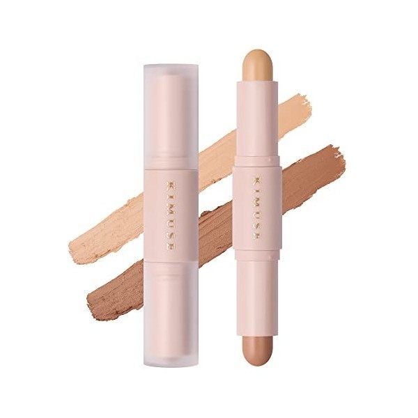 KIMUSE 2 couleurs bi-crème Contouring Stick, Highlight & Contour Bronzer Stick à emporter partout, Long Longue durée et étanc