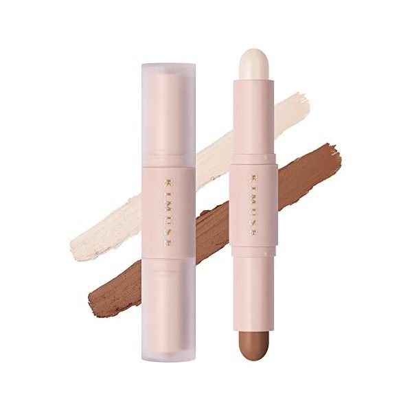 KIMUSE 2 couleurs bi-crème Contouring Stick, Highlight & Contour Bronzer Stick à emporter partout, Long Longue durée et étanc