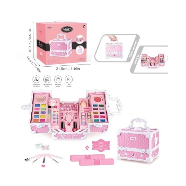 WESTCH Childrens Washable Makeup Set, Childrens Washable Cute Makeup Tools, Kids Make Up, Portable Kids Makeup Sets, Water-So