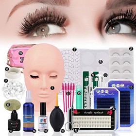 19 Pièces Kit Extension De Cils, TopDirect Formation Professionnelle En Tête De Mannequin Kit Complet dExtension de cils kit