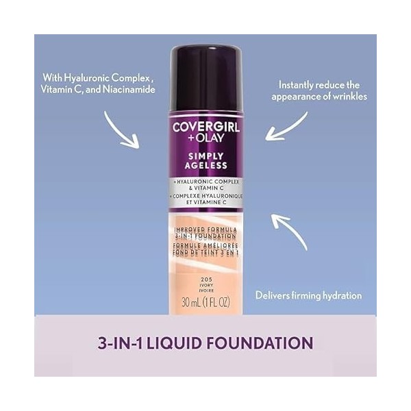 COVERGIRL Simply Ageless 3-in-1 Liquid Foundation - Warm Beige 245