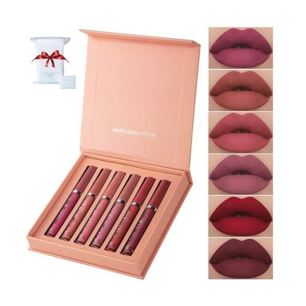 Havenlyn The Everlasting Liquid Lipstick Matte Set of 6, Highly Pigmented Lipstick Matte Long Lasting Smudge-proof Non-stick 