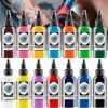 DLD Kit de peinture de tatouage professionnel 14 couleurs 30 ml par bouteille, noir, rouge, blanc, tatouages dencre Stick an