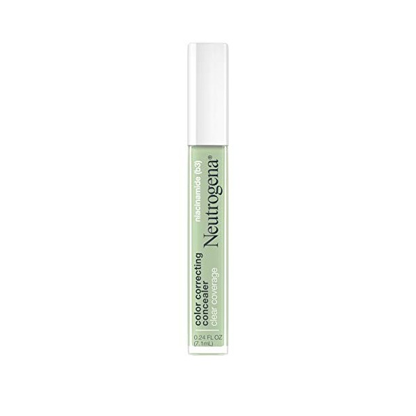 Neutrogena Clear Coverage Color Correcting Green Concealer Makeup, Lightweight Face Concealer with Niacinamide & Green Pigmen