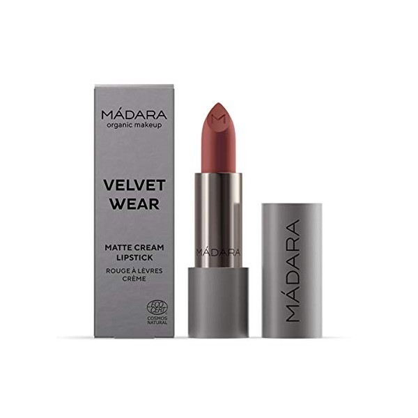 MÁDARA Organic Skincare | VELVET WEAR Matte Cream Lipstick 32 WARM NUDE - 38g, Texture veloutée, Finition satinée, À lhuile