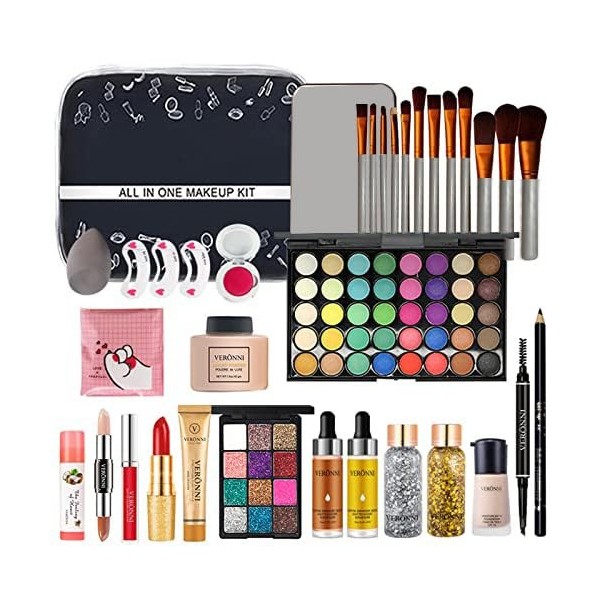 CHSEEO Kit de Maquillage Complet, Palette de Maquillage Cosmétique Coffret Cadeau Maquillage Mallette avec Rouge à Lèvres Pin