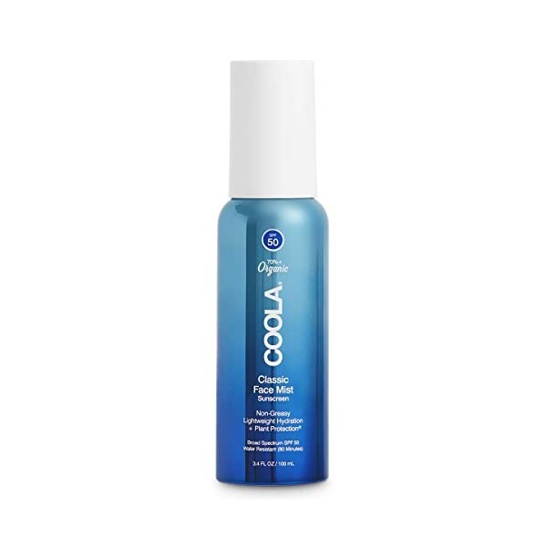 COOLA Brume Solaire Visage SPF30 Fixatrice de Maquillage, Thé Vert & Aloe Vera 44 ml, éco-responsable, Testée sous contrôle d