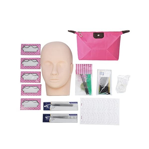 KSTE Kit Extension Cils Professionnel, Cils Extension Kit, Pratique Head Un modèle de Formation Professionnelle Faux Cils Ext