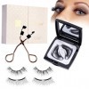 Faux Cils Magnétique 3D, 2 Paires Aimanté sans Colle Naturel Magnetic Eyelashes, Réutilisable Imperméable Extension Fake Lash