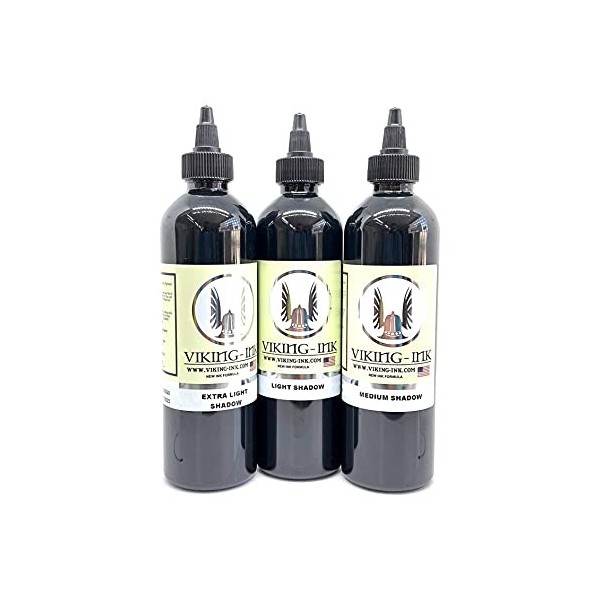 Kit dencre B&W Viking-ink 3 Ud Shadow pour le tatouage 120 ml