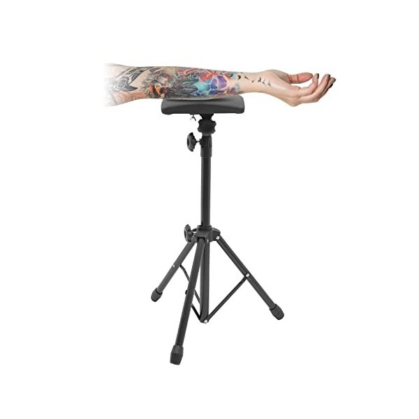 Accoudoir de tatouage, support de tatouage, réglable en hauteur, 73 à 137 cm, pour studio de salon, tatouage ou maison, noir