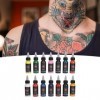 Ensemble Dencre de Tatouage 14 Couleurs 30 Ml, Coloration Facile, Pigments de Tatouage à Haute Concentration, Ensemble de Co