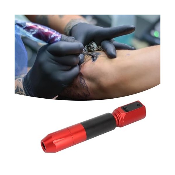 Kit de Stylo de Tatouage, Kit de Machine 1500 MAh, Alimentation dinterface, Fournitures de Tatouage Rouge pour Débutants