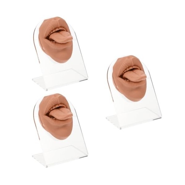 FOMIYES 3 Ensembles De Langue Nail Formation De Modèle De Langue Faux Modèle De Visage Modèle De Langue En Silicone Bouche Pa