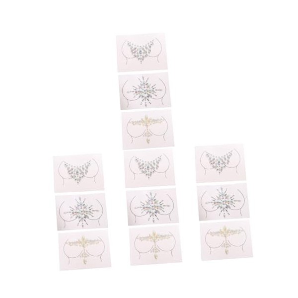 Beaupretty 12 Feuilles DAutocollants De Poitrine En Diamant Bijoux De Poitrine Pierres Précieuses Autocollants Pour Le Corps